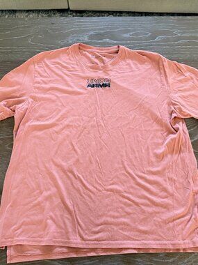Womens Under Armour light pink salmon short sleeve t-shirt loose fit top size L